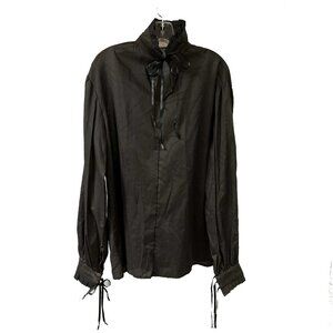 Black Pleated Collar & Cuff Renaissance Shirt Benedict Bridgerton